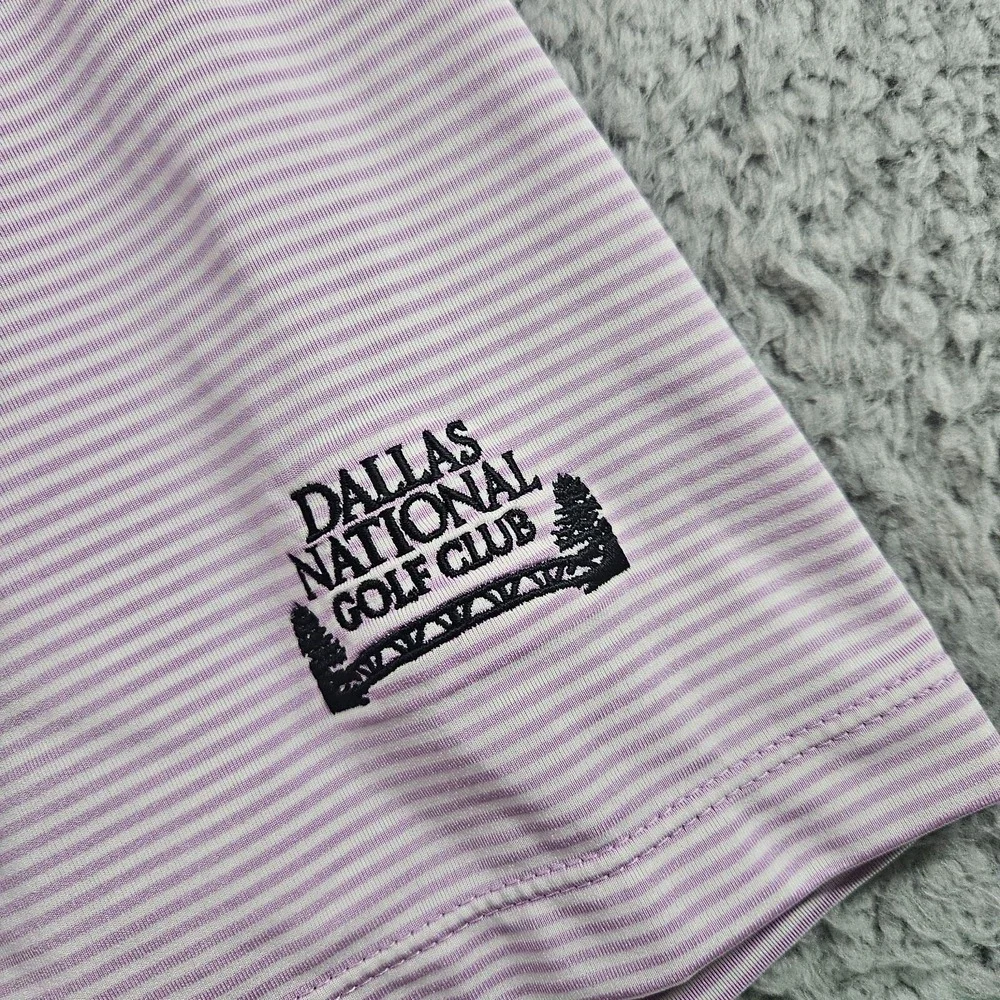 RLX‎ Ralph Lauren Polo Shirt Men XL Short Sleeve Purple White Striped Golf - XL
